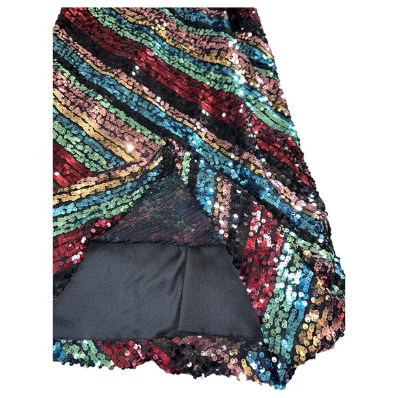 Sequin Mini Dress Medium ALine Bodycon Cocktail Club Party Holiday Lined Sparkle - Picture 13 of 16